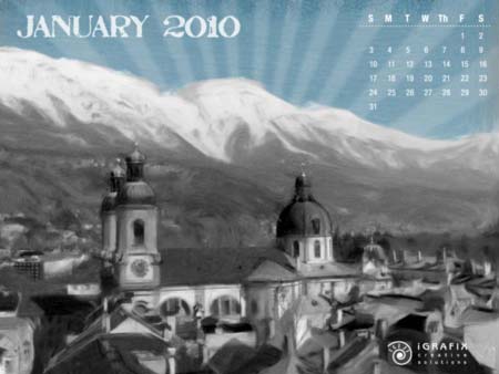 2010 January Calendar Wallpaper